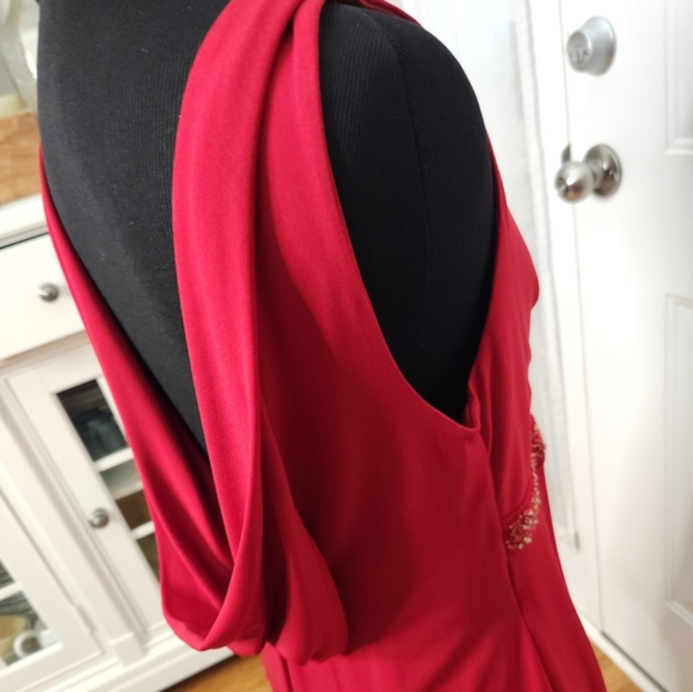 Elegant Vintage 1990s I.N. Studio Red Dress‎ Gorgeous Back Double Drop Size 6